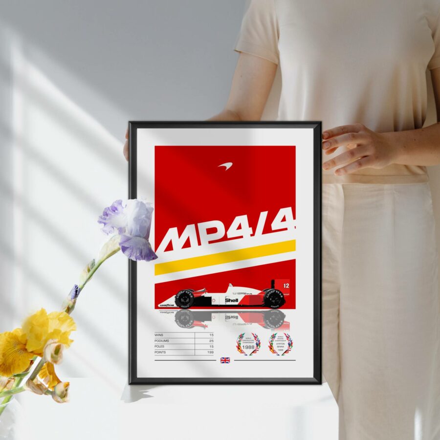 McLaren MP4/4 Poster, F1, Formula 1, Ayrton Senna, F1 Merch, Poster, Print, Wall Art, McLaren Racing, Alain Prost from the Ayrton Senna store collection.
