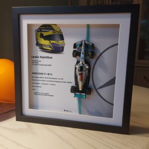 Lewis Hamilton Mercedes 2014-2022 Helmet Art Box Frame 1/43 Diecast Car Bburago from the Lewis Hamilton store collection.