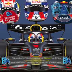 Max Verstappen 2025 Red Bull Formula 1 Car. Very High Quality Illustration In Blue (Orange also Available) from the Max Verstappen store collection.