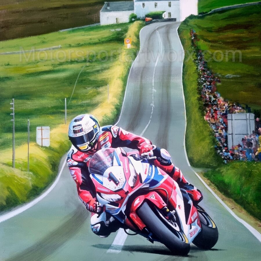 John McGuinness 23rd Isle of Man TT Victory Limited Edition Print by Jeff Rush from the Sports Car Racing Fine Art Originals store collection.