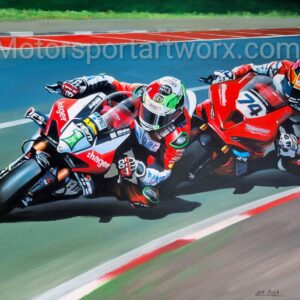 Clash Of The Titans. Glenn Irwin and Davey Todd NW200 Limited Edition print. from the MotoGP Memorabilia store collection.