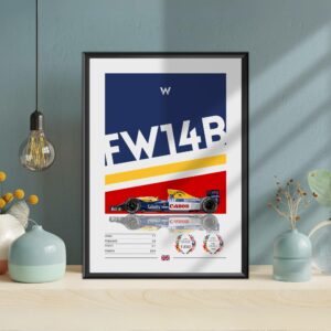 Williams FW14B Poster, F1, Formula 1, Williams Racing, F1 Merch, Poster, Print, Wall Art, Nigel Mansell Race Track Wall Art by Laurel Wreath Studios
