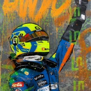 Lando Norris, Pole 2021 - Graffiti Painting Sports Car Racing Fine Art Originals by DRAutoArt