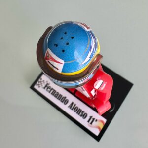 Fernando Alonso 2011 Ferrari F1 formula 1 F1 grand prix pilota figura driver Super suit and super helmet in minifigure from the Max Verstappen store collection.