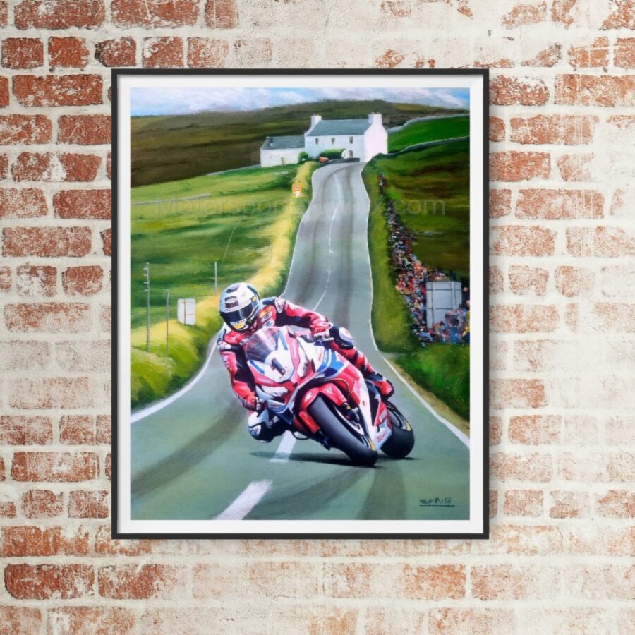 John McGuinness 23rd Isle of Man TT Victory Limited Edition Print by Jeff Rush from the Sports Car Racing Fine Art Originals store collection.