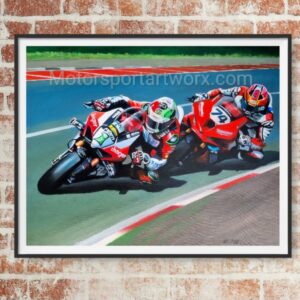 Clash Of The Titans. Glenn Irwin and Davey Todd NW200 Limited Edition print. from the MotoGP Memorabilia store collection.