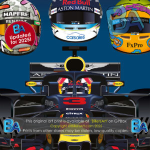 Daniel Ricciardo Formula 1 Career Celebration Very High Quality Illustration Print from the Automotive store collection.