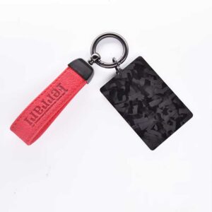 Red Suede Ferrari-Inspired Keychain with Snowflake Carbon Fiber Logo Pendant – 130mm x 25mm Strap, 74.5mm x 48.5mm Pendant from the Sports Car Racing Gifts store collection.