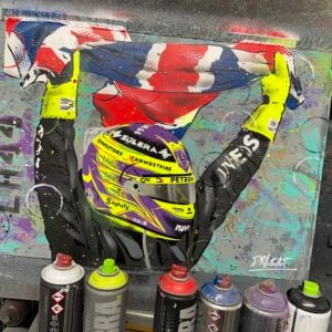 Lewis Hamilton, Silverstone 2024 - Graffiti Painting Race Track Wall Art by DRAutoArt