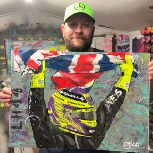 Lewis Hamilton, Silverstone 2024 - Graffiti Painting Race Track Wall Art by DRAutoArt