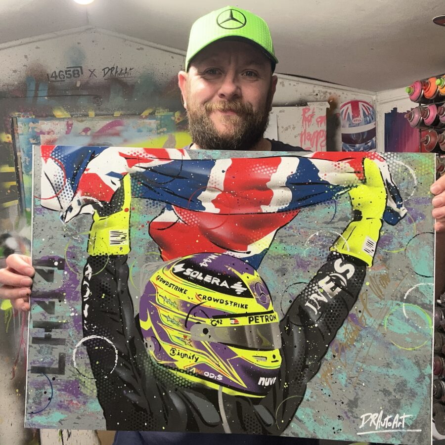Lewis Hamilton, Silverstone 2024 - Graffiti Painting from the Race Track Wall Art store collection.