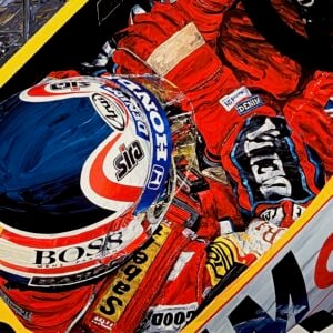 Nigel Mansell signed Williams FW11 art by David Johnson from the Sports Car Racing Gifts store collection.