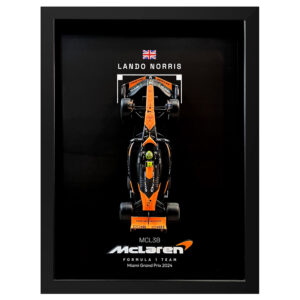 Mclaren Formula One Team MCL38 Lando Norris Miami Grand Prix 2024 Handmade Framed Artwork from the Race Car Wall Art store collection.