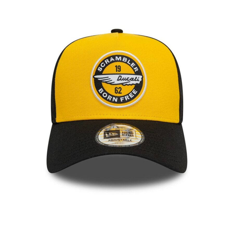 2025 Ducati Scrambler Patch Trucker Cap Adults - Amber/Black from the Sports Car Racing Clothing store collection.