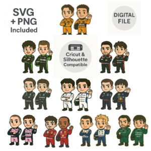 Formula 1 Driver Chibi Stickers F1 Digital Download PNG Files Formula One Race Car Stickers Instant Download Printable Stickers from the Max Verstappen store collection.