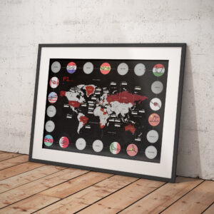 F1 Map Of The World - 2024 Calendar now available, Scratch Off Formula 1 Circuits, Gift for him, Birthday, Christmas, Formula One from the Race Track Wall Art store collection.
