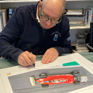 Jody Scheckter signed Ferrari 312T4 lithograph, Formula 1 World Champion Sports Car Racing Gifts by The Signature Store