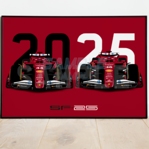 Charles Leclerc Lewis Hamilton Ferrari SF25 2025 F1 Print - Scuderia GP from the Sports Car Racing Fine Art Originals store collection.