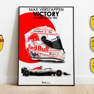 Max Verstappen 2025 Helmet Suzuka Japan Victory Print - Scuderia GP from the Sports Car Racing Fine Art Originals store collection.